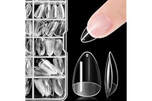 ZIFUTON Capsule Americaine Ongles Moyen Amande, 240 Pièces Faux Ongles en Gel x Pose Américaine Ongles Capsule Transparente Pour Salons de Manucure Et Diy Nail Art-12 Tailles Différentes-Pré-Polie