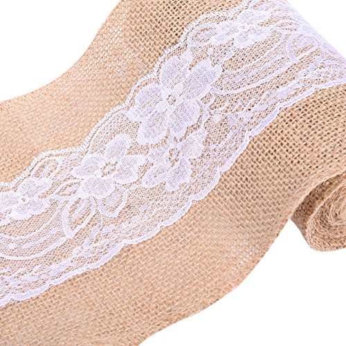 Stuhldekoration Jute Band Stuhl Schärpe mit Spitze für Hochzeit LianLe - 6