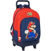 Safta | Super Mario 3D Double School Case, Children's School Organizer with Two Compartments and Zippers, Side Hand Handle, P