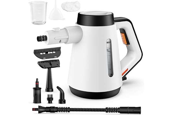 Fippesax Nettoyeur à vapeur portatif,Chauffage instantané 15S,Nettoyeur à vapeur multipurpose pressurisé 400ml avec 9pcs Accessoires (blanc)