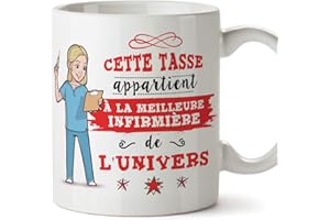 Mugffins Infirmière Tasses Originales de café et Petit-déjeuner à Donner Travailleurs Professionnels - Cette Tasse Appartient à la Meilleure Infirmière de l'univers - Céramique 350 ML