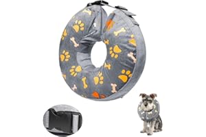 Little Bean Nadmuchiwana obroża elżbietańska dla psa miękka obroża stożkowa dla psa miękka ochronna poduszka regeneracyjna dla dużych psów zapobiega lizaniu się gryzących ran (szary pazur, ([szyja: