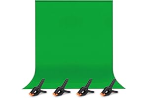 SITAYAKUMA Sfondo Fotografico Verde 2 x 3M, Panno Verde + 4PCS Morsetto a Molla, Telo Verde Green Screen Kit Sfondi per Foto Video, Sfondo Verde Fondali Fotografici Schermo Verde per Televisione/Riunioni