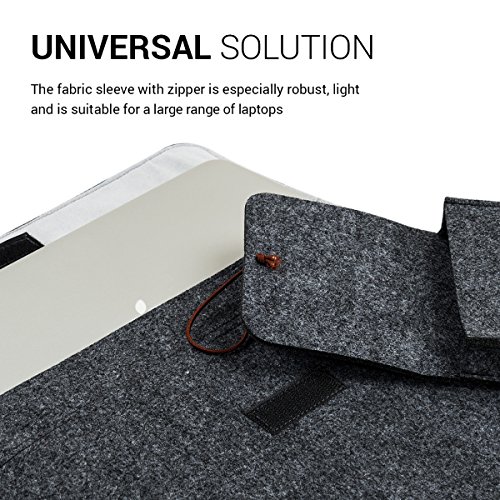 kwmobile Laptoptasche Filz Sleeve für 15″ 15,6″ Laptop / Ultrabook – Notebook Tasche Schutzhülle Laptop Case Hülle in Dunkelgrau mit Innentaschen Innenmaße: ca. 41,5 x 31 cm - 2