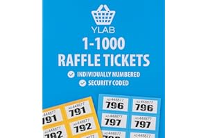 YLAB Blue Raffle Book 1-1000 – Perforated, Security Numbered Tickets | Fundraising, Prize Draws, Cloakroom, Events
