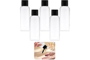 Yewseas 5 Stück Reiseflaschen Set mit Flip-Cap, 60ml Nachfüllbare Kunststoff-Flaschen, Leere Spender für Shampoo, Reisegröße, Lotion, Ätherische Öle, Make-up Entferner, Transparent und Auslaufsicher