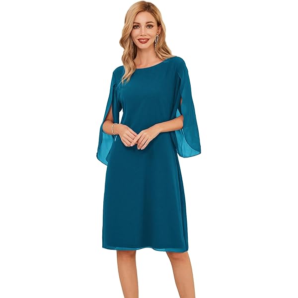 Abito Donna Elegante In Chiffon | Maniche A Sbuffo Con Pieghe | Grace Karin Per Cerimonie