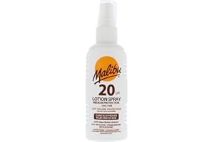 Malibu Sun SPF 20 Lotion Spray, Medium Protection Sun Cream, Water Resistant, Vitamin Enriched, with Shea Butter Extract, 100ml