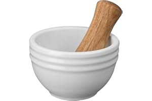 Denby James Martin Cook Pestle & Mortar,Yellow,Weight: 450g, Length: 12.5cm, Width: 12.5cm, Depth: 8cm, Capacity: 590ml