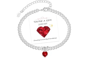 SENTERIA Birthstone Bracelet for Women – 925 Sterling Silver Heart Bracelet, Adjustable Jewelry Gift with Card – Perfect Birthday Gift for Mom, Daughter, Sister, Grandma, Friends