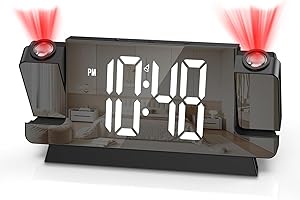 Ankilo Sveglia a LED a Doppia Proiezione con Proiettore Rotante a 180°, Sveglia Digitale, Regolatore di Luminosità a 3 Livelli, Volume Regolabile, Sveglia Snooze, 12/24H