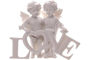 Puckator Cherubs Pair Holding LOVE Letters - Romantic Modern Love Wedding Gift Gifts For Girlfriend - Fairy Fairies Grave Ornaments Figurine - Valentines Day Gifts For Her Him - Home Decor