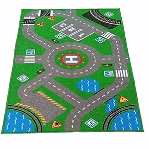 Play Mat Non Slip Rug for The Children Green 2.46 x 4.36 Feet (75 x 133 cm )