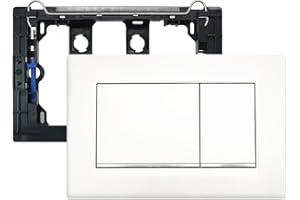 Empyreal Plaque de déclenchement avec jeu de levier de chasse et cadre de montage, adaptée aux pièces de rechange pour Geberit Sigma 30& UP320&300,double chasse,1pièce(Blanc&Bordure Argentée)