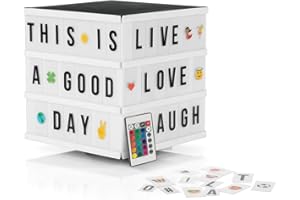 DS PRODUKTE GMBH EASYmaxx LED-Leuchtkasten Light Box - Für individuelle Textbotschaften | Mega-Set mit 150 bunten Emojis und 173 austauschbaren Buchstaben, Zahlen und Symbolen [Würfel]