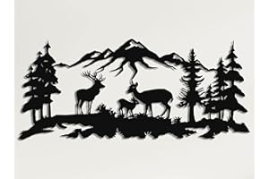 DEKADRON Decorazione da parete in metallo, motivo: famiglia di cervi, decorazione per albero in metallo, decorazione da parete in metallo, decorazione per interni, da appendere alla parete (100 x 44