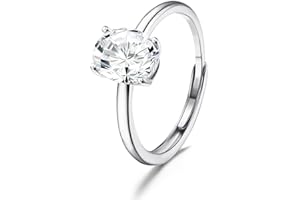 JeweBella Adjustable 925 Sterling Silver Rings for Women Engagement Ring Eternity Promise Ring Wedding Rings Cubic Zirconia Thumb Ring for Women Girls Anniversary Jewellery Gifts