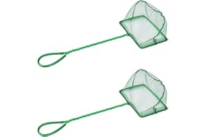 HOMEJOY Aquarium Net Landing Net Fish Net Fine Mesh Fishing Nets Tear-Resistant Nylon Fish Net for Small Fish with Plastic Handle Green 12 x 10.5 cm Pack of 2