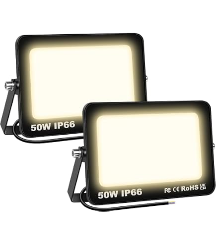 Faretto LED Electraline Slim 50W Per Esterni, IP65, Con Staffa Regolabile, Luce Bianca 4000K - Perfetto Per Giardino E Facciate