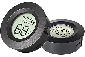 Briocht Reptile Thermometer and Hygrometer, 2-Pack Black Digital Thermometer Gauge,Thermostat for Reptile Tank, Vivarium, Tortoise Accessories, Bearded Dragon, Leopard Gecko, Hermit Crab