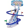 Goyal's Big Size Penguin Slide Toy Set, Funny Automatic Stair-Climbing Cartoon Race Track Set Little Lovely Penguin Slide Toy Escalator Toy with Music
