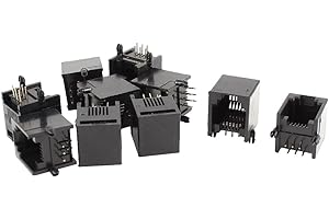 UXCELL sourcing map 10pcsNoir RJ11Modulaire fiche 6P6CPCB Prise Monter Téléphone Connecteurs
