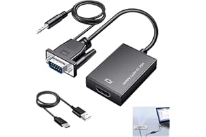 ZESCYHA Adaptateur VGA vers HDMI, 1080p Convertisseur VGA Mâle vers HDMI Femelle avec Audio, Câble Unidirectionnel pour Ordinateur Portable, Moniteur, Projecteur, PC vers TV HD, Compatible Audio 3,5mm + USB