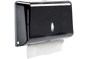 Ideal Swan Paper Towel Dispenser Wall Mounted C-Fold Commercial Hand Towel Dispenser for Kitchen Bathroom Hotel Resturant, Holds 200 Paper, No Drilling (Black)