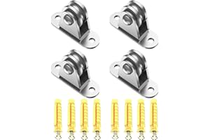 mizikuu Pack of 4 Pulleys Steel Ropes for Ropes, 60 mm Vertical Pulley Pulley Pulley Swivel Pulley Block Pulley Heavy Duty Castors for Washing Line, Roller Gates, Fitness