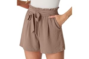 PrinStory Women's Summer Wide Leg Drawstring Shorts with Pockets