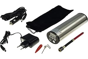 Chilitec Akku Luftpumpe Kompressor Reifenpumpe mit Display wiederaufladbar 12V / 230V Inklusive Ladegerät 3 Adapter