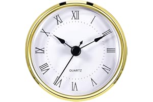Puupaa Insert d'horloge à quartz de 80 mm avec chiffres romains/arabes, mécanisme de mouvement de remplacement - Or D