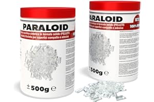 CHEMICA SOLUTIONS Paraloid B72, 100% Resina Acrilica Solida, riduce le microporosità consolidando e limitando l’assorbimento dell’acqua 2 Barattoli da 500gr v (1000, Grammi)