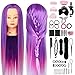 Training Head Neverland 25" High Temperature Resistance Fiber Long Hair Hairdressing Mannequin Head with Hair Styling Braid Set (Dreamy Purple)