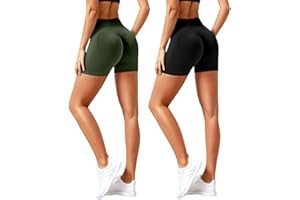 Vertvie Women's Gym Shorts Booty Scrunch Bums High Wasit Sports Shorts Seamless Ladies Cycling Workout Shorts Running Fitness Leggings