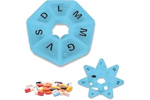 POWERSELL SRLS Portapillole Settimanale Colorato in ITALIANO a 7 Scomparti 7 Giorni Portapastiglie Giornaliero Organizer Medicine Porta Pastiglie Pillole Medicinali, Trasparente Satinato (AZZURRO)