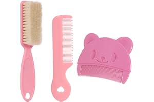 FFDHWU 2 Combs, 1 Baby Hair Brush, Pink Comb, Cute Mini Comb, Soft Hair Brush, Children'S Hair Grooming Prop Set