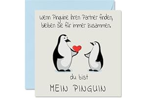 Stuff4 Pinguin Karte Hochzeitstag Jahrestag - Du bist Mein Pinguin - Niedliche Romantische Valentinskarte für Freundin Freund Ehefrau Eheman, 145 mm x 145 mm Jubiläumskarte für Verlobte