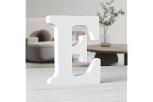 MeteoraPrime Lettres en Bois Blanc de 10 Pouces Lettres en Bois Non Finies pour Décor Murale Lettres Debout Décoratives Grandes Lettres pour Décor Murale pour Projets de FêTe à La Maison (E)