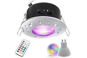 PLANETITALY Faretto Incasso tondo IP65 per Cromoterapia Box Doccia Ambienti Umidi Relax Bagno Vasca Luce LED 6W RGB multicolore + Luce Bianca Impermeabile Tenuta Stagna con Telecomando RF (Alluminio Cromato)