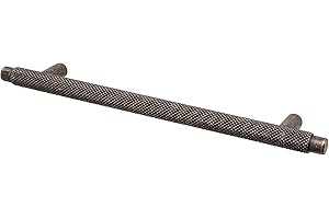 Decoranddecor Aurelia - Round Knurled Cupboard Handles | T-Bar Cabinet Handles | Kitchen Cupboard Pulls | Furniture Knobs - Antique Brass - 160mm Hole Centre Distance