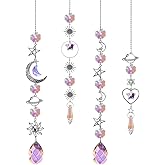 BDSHUNBF 4 Pieces Rainbow Crystal Sun Catcher and Wind Chimes, Crystal Pendant, Garden Decoration, Sun Catcher for Hanging at