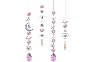 BDSHUNBF 4 Piezas Atrapasoles y Campanas Viento de Cristal Arcoíris, Colgante de Cristal, Decoración de Jardín, Sun Catcher para Colgar en Casa y Jardín