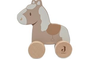 Jollein 112-001-67103 Wooden Toy on Wheels, Horse