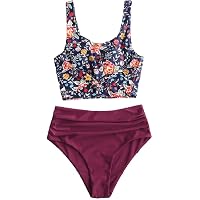Maillot De Bain Deux Pièces Femme CUPSHE - Col V Profond, Bretelles Nouables, Coupe Sexy Bas Et Haut Bas, Idéal Plage Et Piscine