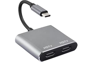Avigers USB C to Dual HDMI Adapter, HDMI Splitter for Dual Monitors 4K@60Hz, Dual HDMI Adapter for 2 Monitors, USB Type C to Dual Monitors Adapter for MacBook Pro/Air, iPad, Surface, Dell, Chromebook