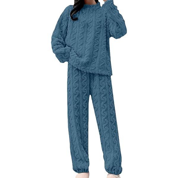Winter Pyjama Voor Vrouwen UK Flanel Warme Pjs Set Pluizige Lange Mouw