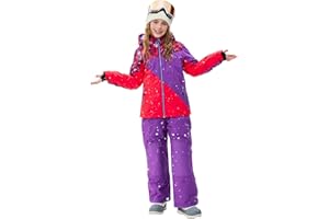 SMONTY Kinder Schneeanzug für Mädchen Winter Skijacke & Hose Set Kapuzenträger Set Winddicht Wasserdicht Warm