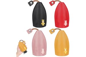 BYHLYH 4 Pack Cute Creative Pull Type Key Sleeve PU Leather Cartoon Car Key Wallets Housekeepers Key Bag Large Capacity Car Key Case For Men Women