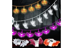ELEUTH Halloween Luci Stringa, 3M 20 LEDs Luci Halloween Arancia Zucca Fantasma Pipistrello Catena Luminosa, 3AA Batteria Alimentat, IP65 Impermeabile Decorazioni di Halloween per Interni Esterni Adatto